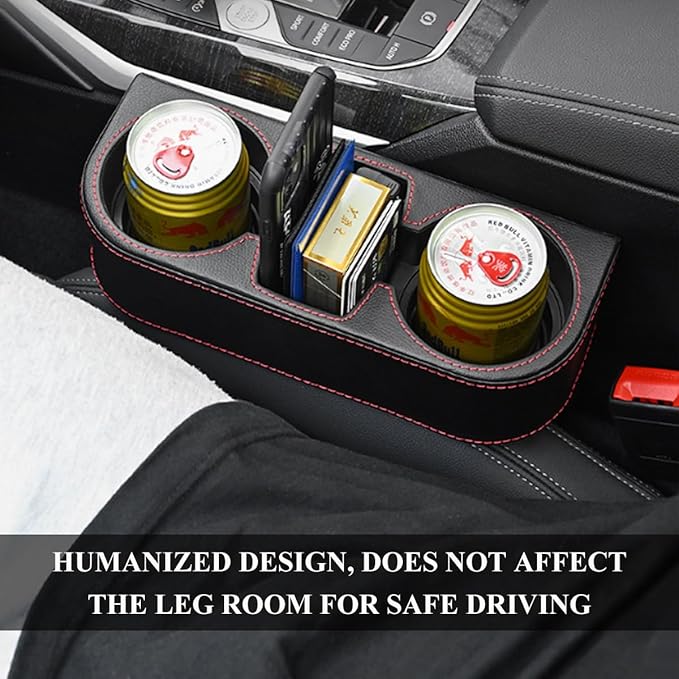 DXNQ Car Cup Holder Gap Filler Organizer, Multifunctional Auto Front Console Gap Filler with Cup Holder, Leather Extra Cup Ho