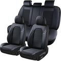 Coverado Car Seat Covers Full Set, Leather Seat Covers for Cars, Waterproof Front and Rear Automotive Seat Cover Car Accessor