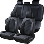 Coverado Car Seat Covers Full Set, Leather Seat Covers for Cars, Waterproof Front and Rear Automotive Seat Cover Car Accessor