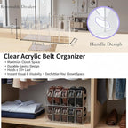 Belt Organizer 2pack,Acrylic Belt Organizer for Closet with Removable Dividers - 5 Compartments & Handles Drawer organization