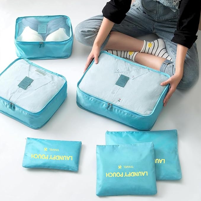 6 Set Packing Cubes for Travel Luggage Packing Bags Reusable Lightweight Suitcase Organizer Cubes Set for Travel Accessories 