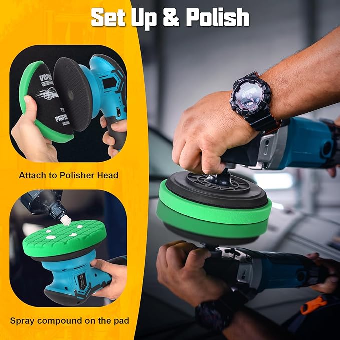 8 Pcs Buffing Polishing Pad, 5.5 Inch Buffing Pads, Compound Buffing Sponge Pads & Woolen Pads Cutting Polishing Pad Kit for Car Buffer Polisher
