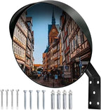 CNQLIS 24 Inch Convex Mirror Outdoor with Adjustable Wall Fixing Bracket,Blindspot Traffic Mirror for Driveway Garage Park Outdoor Wide Angle View Curved Security Blind Spot
