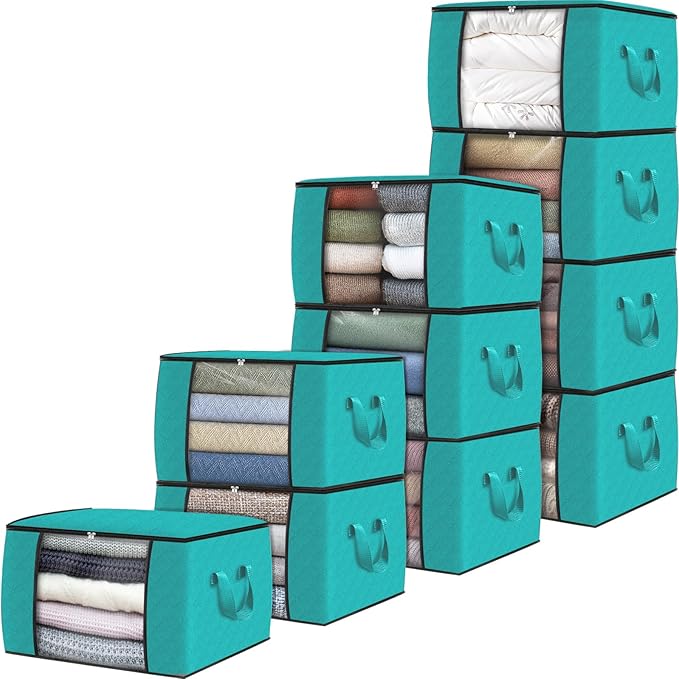 Fab totes Storage Bags,Clothes Blanket Storage Bins Foldable Closet Organizers with Reinforced Handle for Home Dorm Storage a
