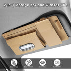 Multi-Pocket Car Visor Organizer with Zippered Compartments - 6-Pocket Sun Visor Storage Pouch for Sunglasses, Phone, Keys, Cards - Universal Fit for Cars, Trucks, SUVs (Beige)