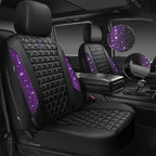 CAR PASS Bling Diamond Leather Car Seat Covers Full Seats Interior Sets, Waterproof Shining Glitter Sparkly Crystal Universal