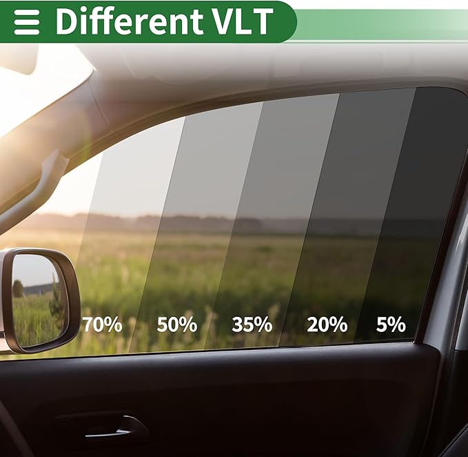 Motoforti Universal Car Window Tint Film Privacy Film 19.69 ft x 19.69 Inch Carbon 2 PLY PET Black 1 Pc VLT 50% IRR 32% UVR 95%