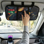 Cosmic Galaxy Car Sun Visor Organizer Vehicle Document Holder Organizer Zipper Car Truck Visor Storage Pouch Holder with Multi-Pocket Elastic Bands Auto Interior Accessories