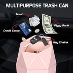 Car Trash Can with Lid, Mini Car Trash Cup with 30 Additional Trash Bags, Car Accessories for Interior, Leakproof Vehicle Garbage Bin for Car, Home, Office - 2 Packs, Pink