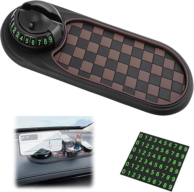 Multifunction Car Anti-Slip Mat, Car Dashboard Mobile Phone Holder, Rotating Anti Slip Mat Auto Phone Holder with Temporary P