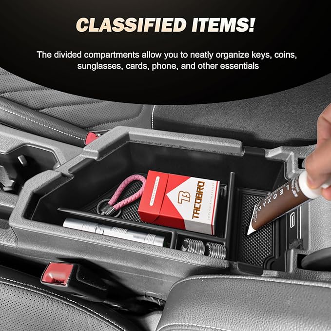 TACOBRO Armrest Storage Box Insert Organizer for Volkswagen Jetta 2020-2025 2026 S, Sport, SE, SEL, GLI Autobahn & 40th Anniversary Edition, Jetta Center Console Tray –Interior Storage Solution