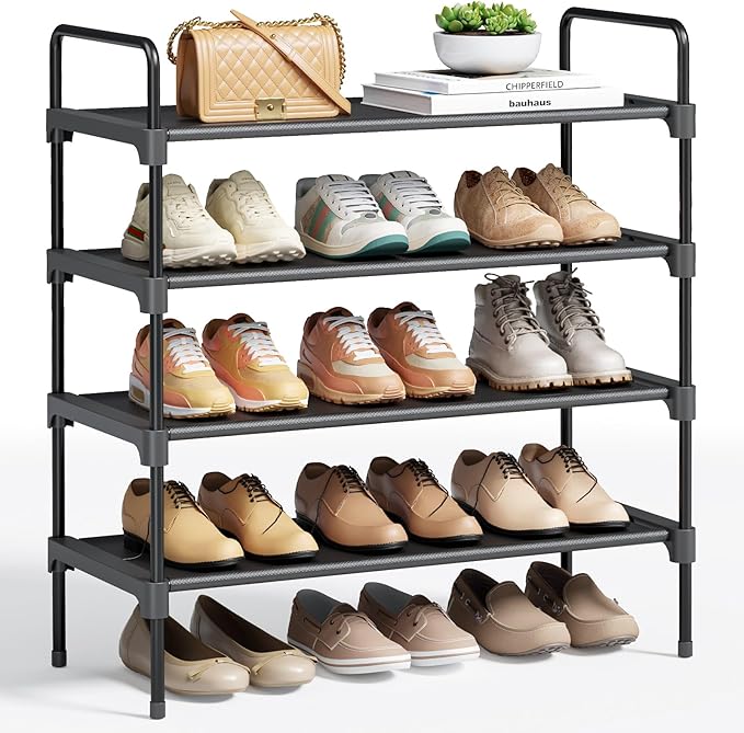 Kitsure Shoe Rack for Closet, Shoe Organizer for Front Door Entrance, Stackable Shoe Shelf, Detachable Closet Organizers and 