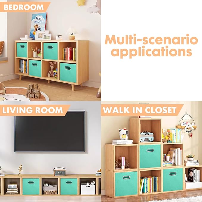 ShellKingdom Storage Bins, Foldable Fabric Storage Cubes And Cloth Storage Organizer Drawer with Metal Handle For Closet And 