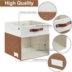 Bagnizer Storage Cubes, 4 Pack Linen Foldable Storage Bins (13 x 13 inch) with Clear Window and Handles, Fabric Organizer for