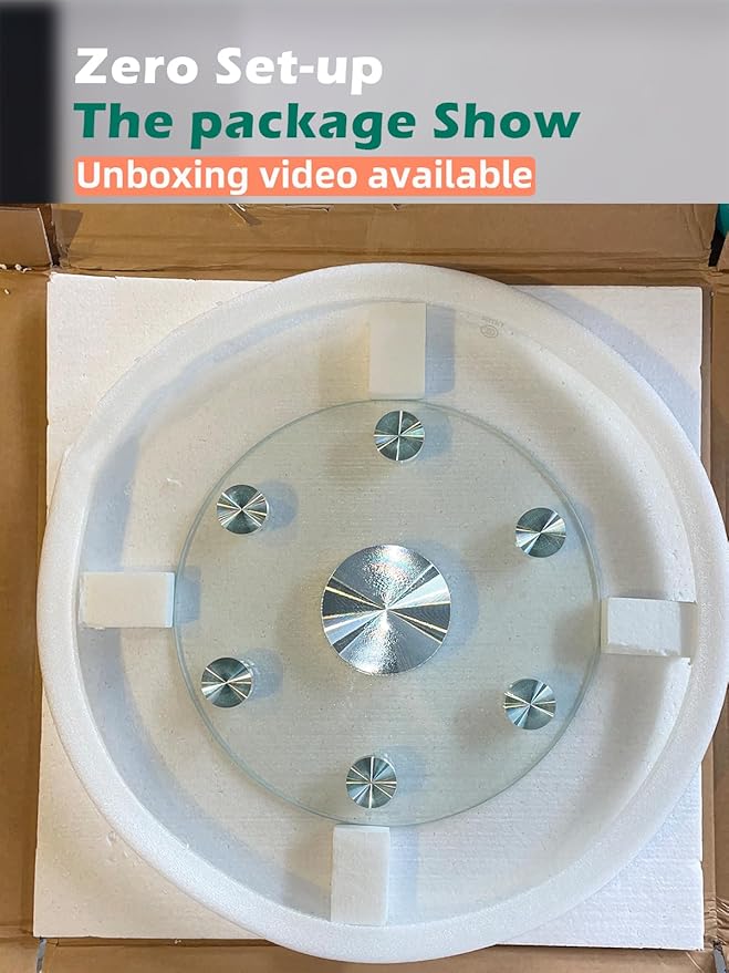 26.7 inch Lazy Susan for Table Top Tempered Glass Rotating Serving Tray for Dining Table, Kitchen Lazy Susan Organizer Spinni