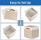 Temary Cube Storage Bins 13 Inch Fabric Storage Cubes Storage Baskets for Shelves Closet Baskets for Cube Storage with Leathe