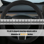 Suede Steering Wheel Cover for Tesla Model 3/Y, Anti Heat, Breathable, Anti-Slip,Leather Steering Wheel Cover 14-14 1/4 in (35.5-36 cm) (Black-02)