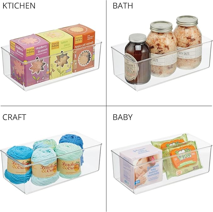 mDesign Long Plastic Drawer Organizer Box, Storage Organizer Bin Container; For Closets, Bedrooms, Use for Leggings, Socks, T