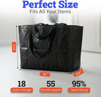 DURASACK Haul-It-All Extra-Large Reusable Shopping Bag – Heavy Duty Open-Top Tote with Handles, 18-Gallon Capacity, Black, Pack of 4