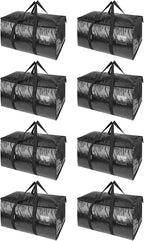 BALEINE 8-Pack Oversized Moving Bags with Reinforced Handles, Heavy-Duty Storage Tote for Clothes, Moving Supplies (Black, 8-