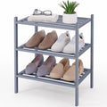 Smiry Small Bamboo Shoe Rack 3-Tier, Stackable Wooden Shoe Organizer for Entryway & Closet, Free Standing Wood Shoe Storage S