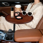 Car Desk 360° Rotating Wood Cup Holder Table for Car Center Car Accessories Car Tray for Laptop Compatible with Most Vehicle