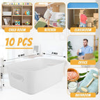 Zopeal Plastic Storage Bins 10 Pcs White Pantry Organizer Bins Small Baskets Storage Containers for Home Kitchen (12 x 8 x 5 