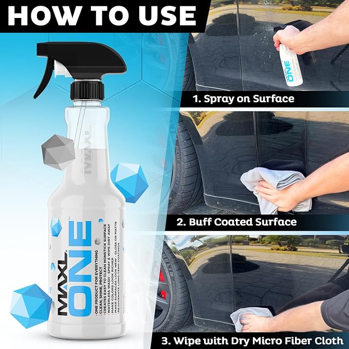 MAXLONE ™ Car Spray with Triphene® Technology, Quick Spray & Wipe All Purpose Waterless Detailer Clean, Shine, Protect Paint,