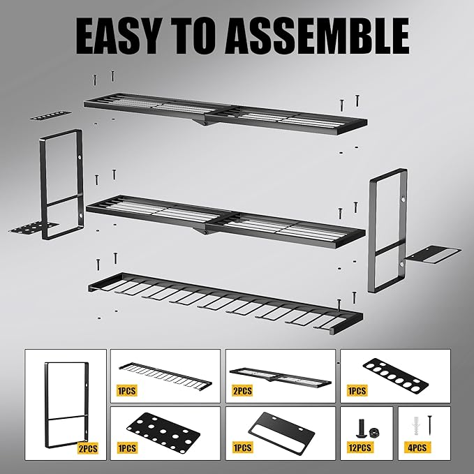 MOOMSINE Power Tool Organizer Wall Mount, Heavy Duty Metal Tool Storage Rack Loads 320lbs, 8 Cordless Drill Holder 3 Layer fo