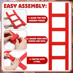 Jenaai 39 Inches Christmas Red Wooden Ladder Christmas Tree Decoration Santa Climb Ladder Assemble and Disassemble Rustic Dec