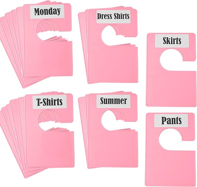 20 Pack White Clothing Rack Size Dividers Plus 45 Labels (1 Inch) and 18 Large Blank Labels, Large Rectangular Clothing Close