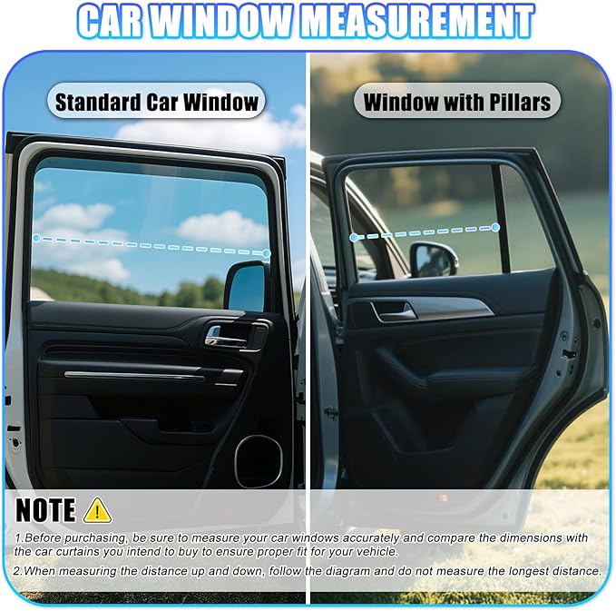 ZATOOTO Static Cling Car Window Shades (2 Pack, 9.84 * 7 in) Expandable Sun Shade Side Window Sun Blocker Car Windshield Sunshade｜Reinforced Frame｜Anti-Glare｜Static Cling｜