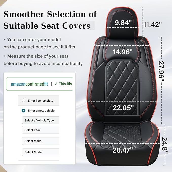 Coverado Car Seat Covers Full Set, Luxury Faux Leather Waterproof Seat Covers, Black Car Seat Covers, Universal Car Seat Prot