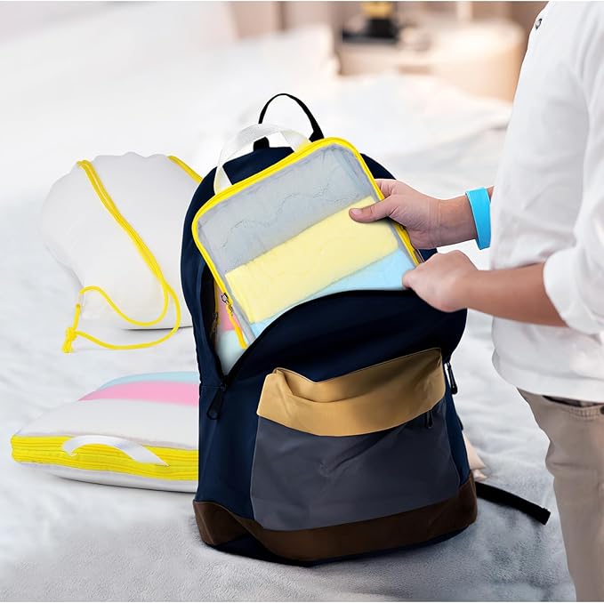 PFEYRPK Lightweight Compression Packing Cubes for Suitcases, Compressible Expandable Travel Packing Organizer with Clear Toil
