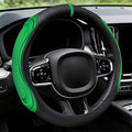 XCBYT Steering Wheel Cover - Green Leather Steering Wheel Wrap Great Grip with 3D Honeycomb Quick and Effortless Installation