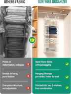 Hanging Closet Organizer, 4 Tier Metal Closet Organizers and Storage with 4 Hanging Hooks 4 S-Hooks for Wardrobe Laundry Room