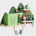 Green Mountain Tonie Shelf - Wall Mounted Tonies Shelves for Toniebox, Magnetic Wood Display Floating Shelves for 8-14 Tonie 