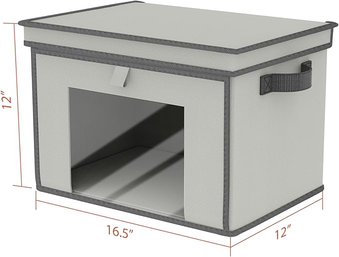 Univivi Storage Bins with Lids, Large Closet Organizers and Storage with Handles & Window, Foldable Fabric Storage Boxes with