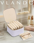 Vlando Travel Jewelry Case Organizer, Small Jewelry Box with 6 Velvet Jewelry Zipper Bags,Christmas Gifts for Women Girls Fri
