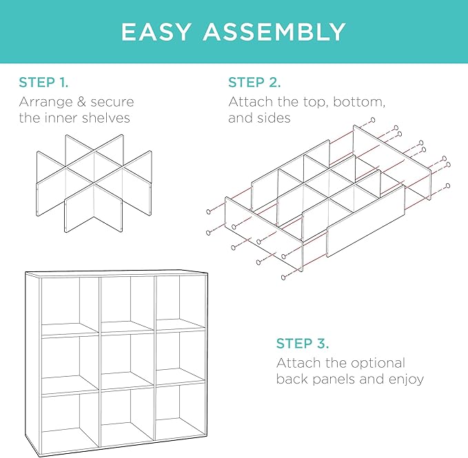 Best Choice Products 9-Cube Storage Organizer, 11in Shelf Opening, Bookcase, Display Shelf, Customizable w/ 3 Removable Back 