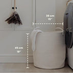 OrganiHaus Large Off-White Woven Laundry Basket w/Handles 52L, Rope Dirty Clothes Hamper, Blanket Basket for Living Room, Bab