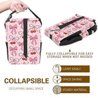 Pink Bow Car Trash Can with Lid Collapsible Reusable Waterproof Car Garage Bag,Automotive Garbage Can,Car Accessories Interior Car Organizer