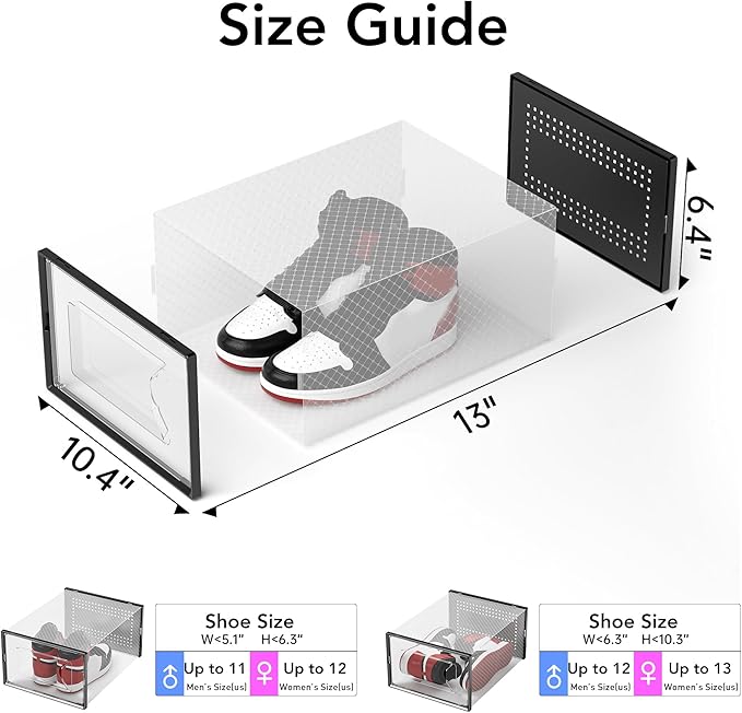 Foluck X-Large Shoe Storage Box, 15 Pack Clear Plastic Stackable Shoe Organizer for Closet, Interlocking Design Shoe Containe
