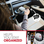 Macally Car Cup Holder Tray and Cup Holder Expander with Phone Slot - Enjoy Your Meal - 9" Car Food Tray Table and Drink Holder for Yeti, Hydroflask, etc.