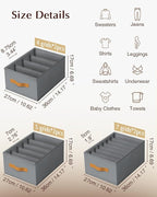 Homsorout Clothes Organizers and Storage - 4/5/7 Grids Fabric Jeans Organizer with Handles, Foldable Closet Organizers Divide