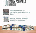 Extra Large Utility Tote Bag, Oversized Collapsible Reusable Wire Frame Rectangular Canvas Basket With Two Exterior Pockets For Beach, Pool, Laundry, Car Trunk, Storage - Cactus White