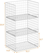 Yociyoga Closet Organizers and Storage Basket- 3-Tier Stackable Storage Bins, Foldable Closet Shelf Organizer Basket, Stackab