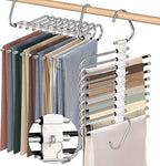 9 Layers Pants Hangers Space Saving, 2 Pack Multifunctional Pant Rack Stainless Steel Closet Organizer for Pants Jeans Leggin