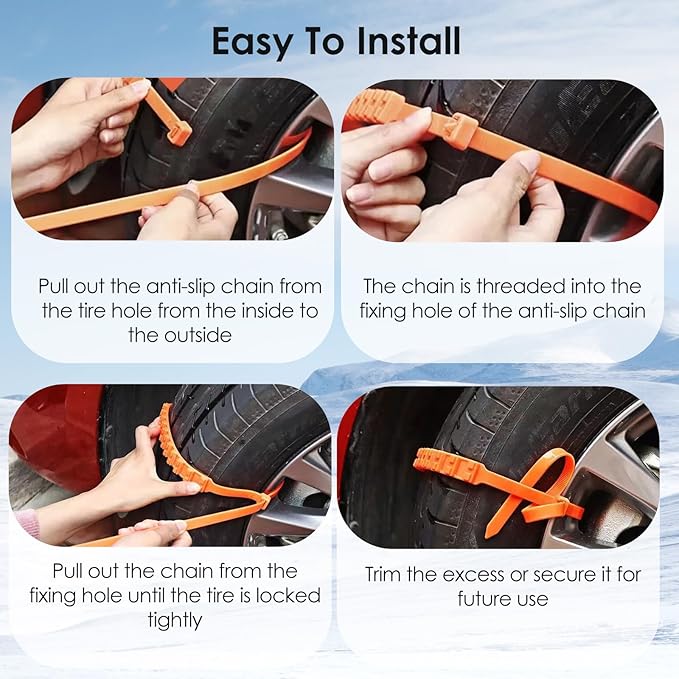 Reusable Snow Tire Chains for Trucks & SUVs - 2025 Upgrade 20 PCS Emergency Anti-Skid Traction Chains, Heavy Duty Plastic Whe