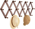 Cozcty Accordion Wall Hanger, Wooden Hat Rack for Wall with 16 Hooks, Expandable Peg Hat Hanger Organizer, Decorative Coat Ra
